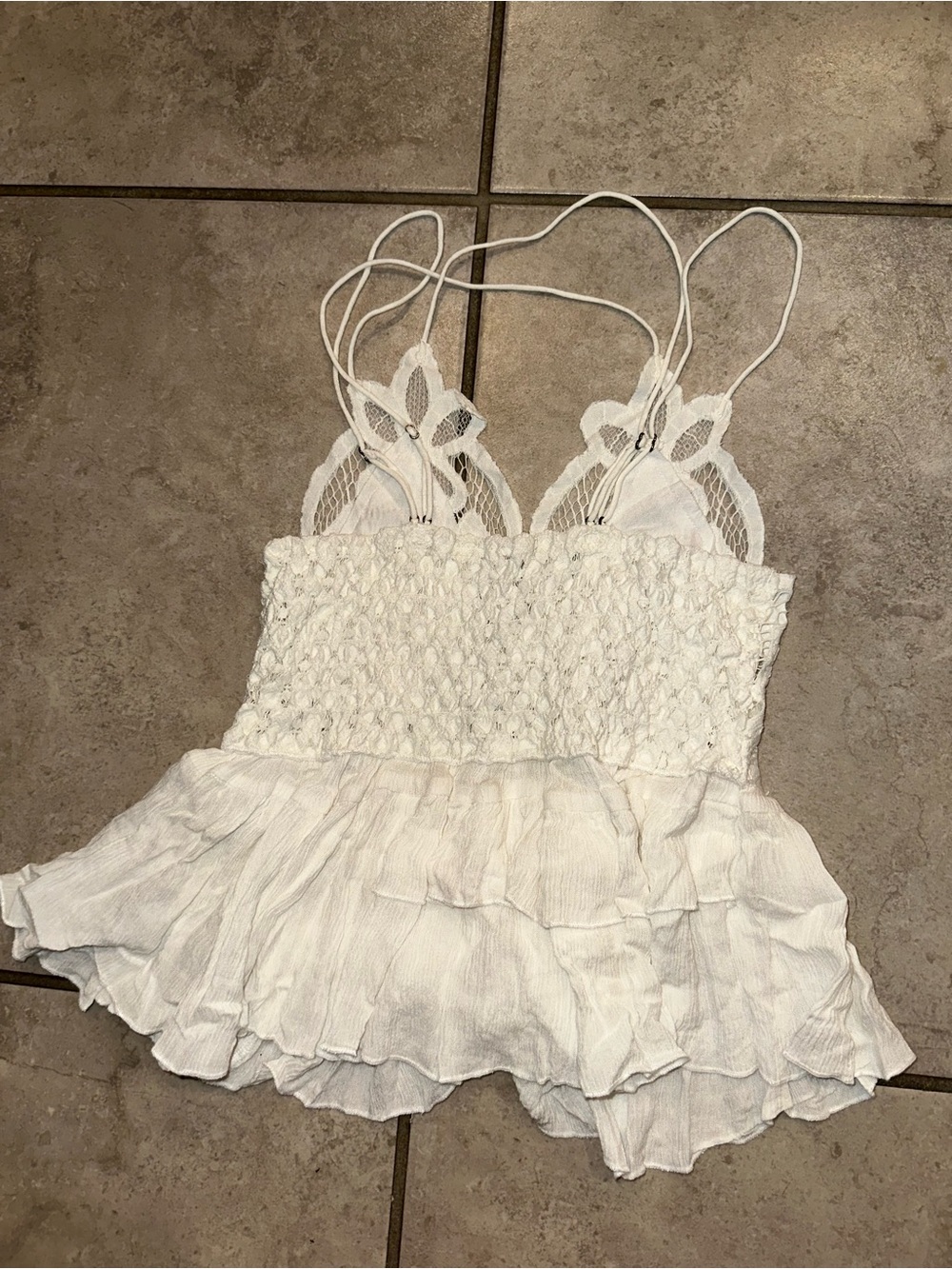 Free People White Lace Ruffle Tank Top - Picture 3 of 3